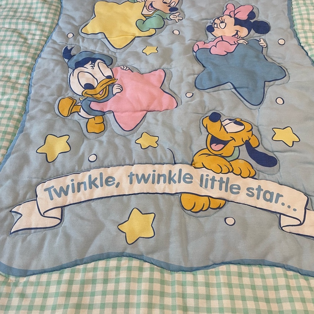 Vintage Disney Baby Blanket with Blue and Pink Stars